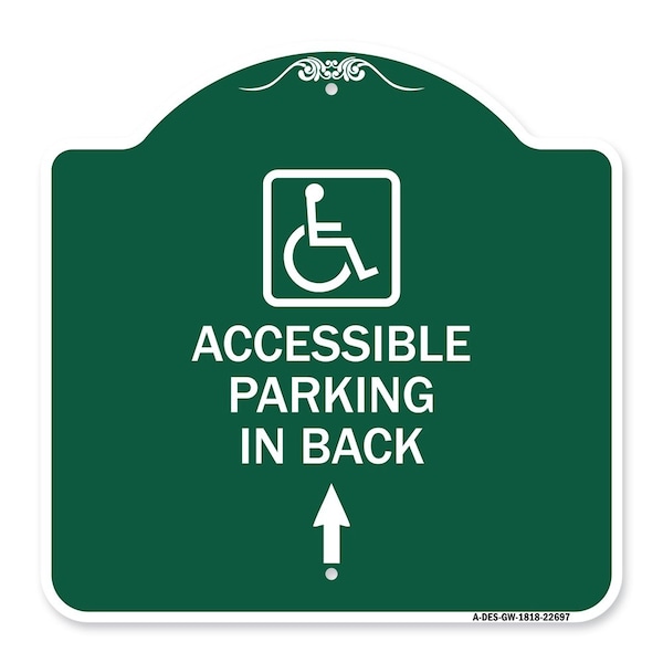 W/ NY Approved Isa Accessible Parking on Up Arrow W/ Graphic Alum Sign, 18" x 18", GW-1818-22697